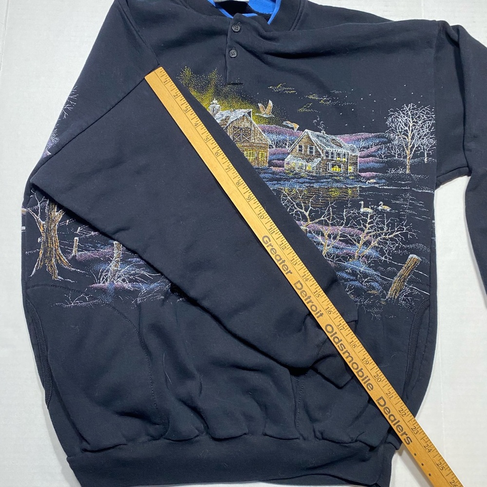 Vintage Artisans Sunchein Sweatshirt Winter All Over Print Large Made In USA - Picture 9 of 9